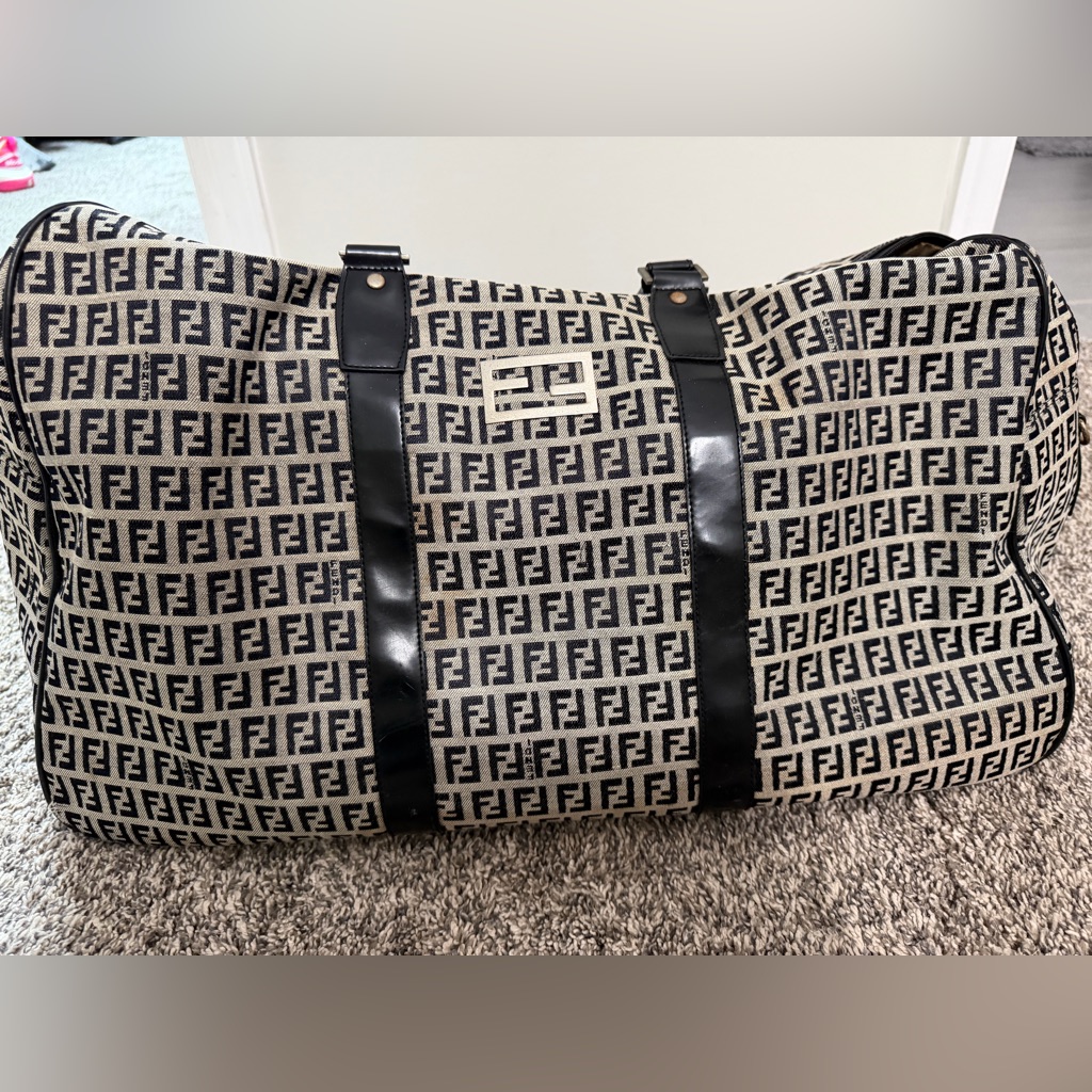 Vintage 80’s Fendi Black And Cream Monogram Tote Bag